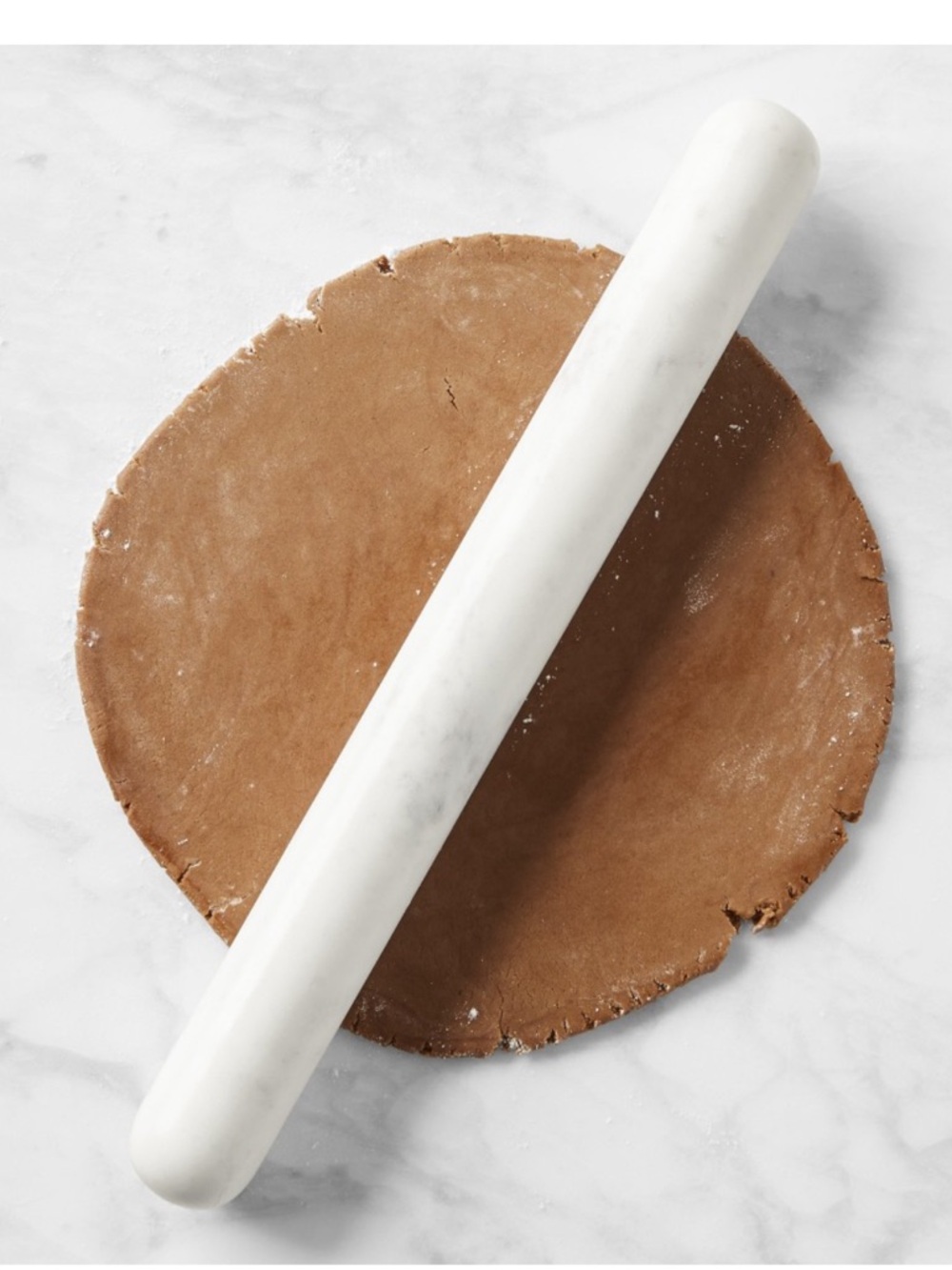 Crate & Barrel Large White Marble Straight Rolling Pin, New with tags